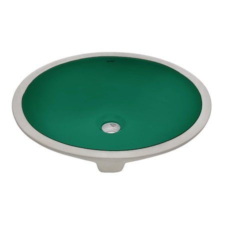 Ruvati 16 x 13 inch Undermount Bathroom Sink Emerald Green Oval Porcelain Ceramic with Overflow RVB0618EG
